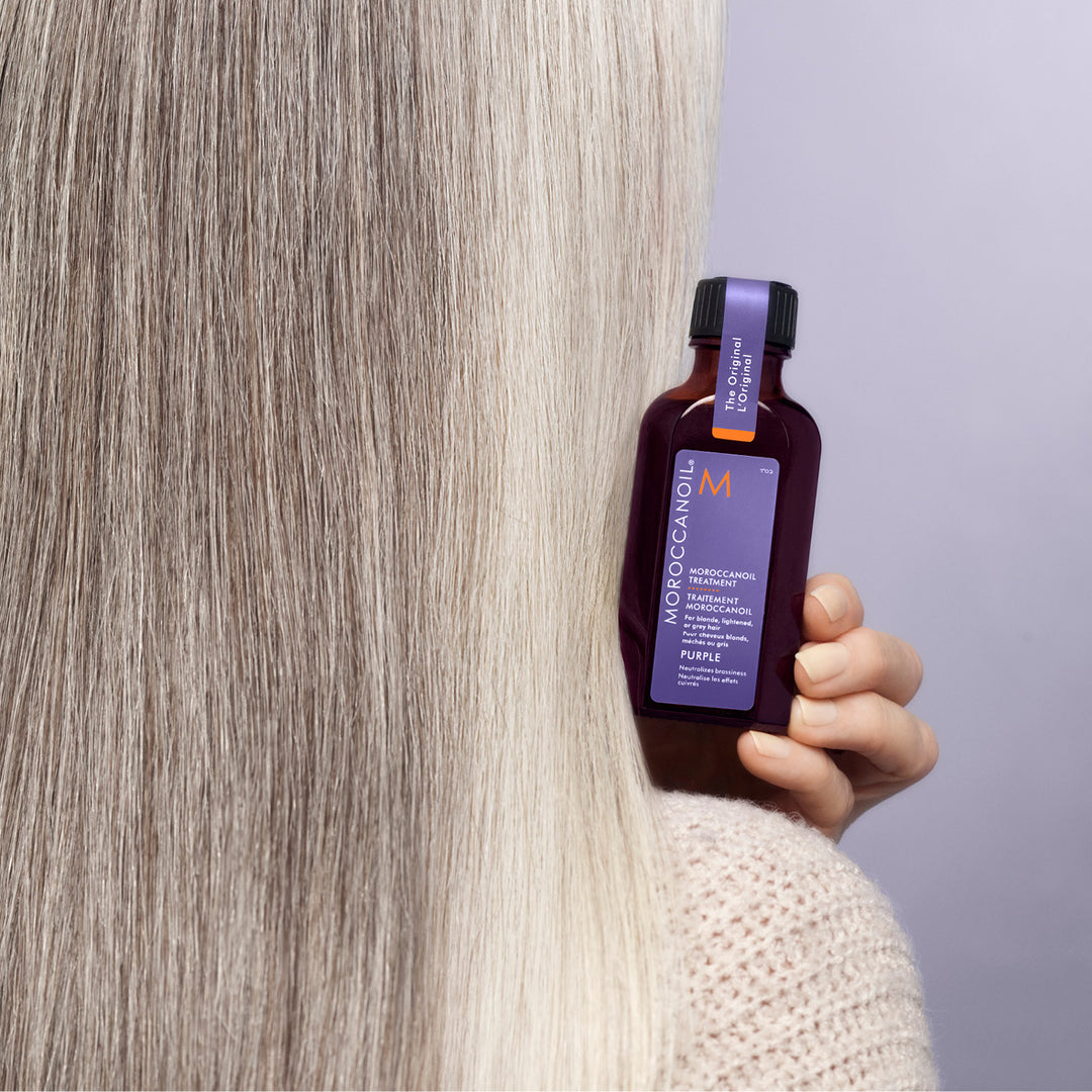 Moroccanoil Treatment Purple on tarkoitettu vaaleille, vaalennetuille sekä harmaille hiuksille
