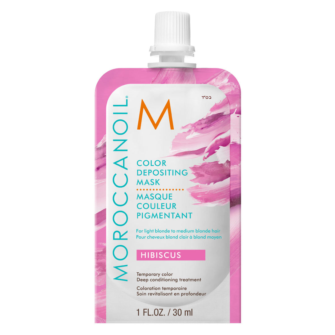 Moroccanoil pinkki sävyttävä hiusnaamio vaaleille hiuksille matkakoko