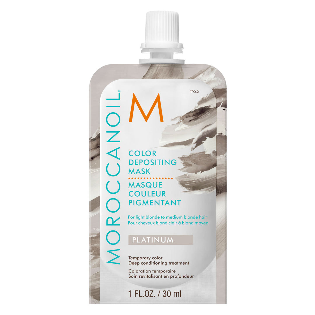 Moroccanoil matkakokoinen sävyttävä hiusnaamio vaaleille hiuksille joka taittaa lämpöisyyttä hiuksista